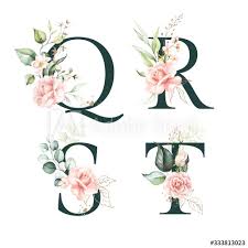 Maybe you would like to learn more about one of these? Dark Green Floral Alphabet Set Collection Letters Q R S T With Peach Pink White Gold Botanic Flower Branch Bouquets Composition Wedding Invitations Baby Shower Birthday Other Concept Ideas Wall Mural Veris Studio