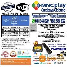 Mnc play adalah provider layanan internet dan tv berlangganan berbasis fiber optik yang memberi beberapa fasilitas unggulan antara lain: Harga Paket Wifi Mnc Play Surabaya