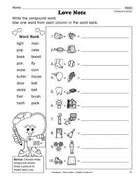 This Language Arts Practice Page Familiarizes Kiddos With Compound Words When The Page Is Completed Enco Compound Words Compound Words Worksheets Blend Words