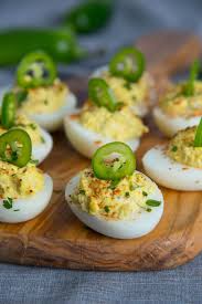 Jalapeno Deviled Eggs Christy Vega Recipe Jalapeno Deviled Eggs Deviled Eggs Spicy Eggs