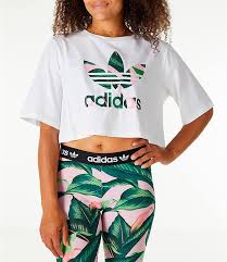 Black Adidas Crop Tops For Girls Front View Of Women S Adidas Originals Farm Crop T Shirt In White Multi Shirts Women Fashion Adidas Women Clothes
