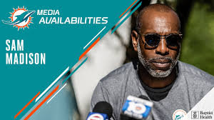 Cornerbacks/Pass Game Specialist Sam Madison meets with the media