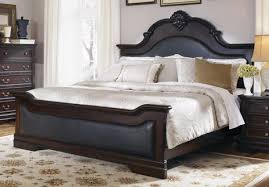 Cambridge Dark Cherry Queen Bed W Upholstered Panels Shell Carving Upholstered Beds Furniture Headboards For Beds