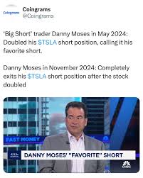 Big Short #trader Danny Moses has offically exited his #tesla position  after the stock doubled last month. Tesla was considered his favorite short  position in 2024. Telegram Link In Bio👀 #bigshort #stockmarket #