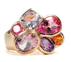 Free Form Gemstone Bezel Set Ring Multi Gem Ring Gem Ring Multi Gem