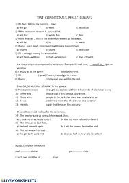 Conditional statements & converses worksheets. Test Conditionals Result Clauses Worksheet