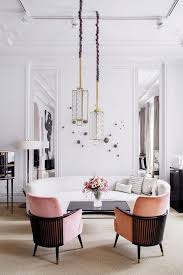 Pink Chairs With Black Wood Backs In Inspiring White Living Room Sfgirlbybay Designsforlivingr Contemporary Home Decor Living Room Lighting Modern Interior