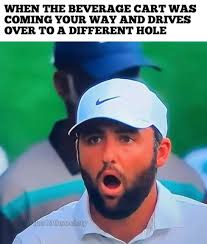 You have betrayed me… #beveragecart #golf #golfmemes #scottiescheffler  #the19thsociety #pgatour #cartgirl #saturdaynight