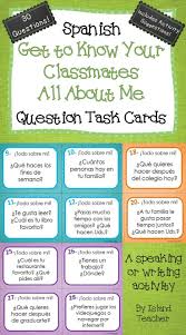All About Me Get To Know Your Classmates Spanish Question Cards Use As A Speaking Or Writing Activity Teaching Spanish Spanish Questions How To Speak Spanish
