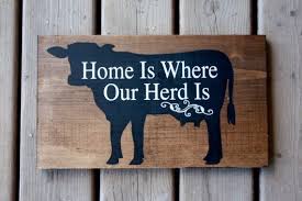 Farm Sign Decor Cow Farmer Dairy Beef Home Is Where Our Herd Is Hand Painted Art On The Farm Word Art Rustic Dec Western Home Decor Cow Decor Farm Signs