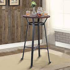 It's made from solid and engineered wood in the natural finish of your choice. Amazon Com Maison Arts 41 Bar Height Bar Table Round Pub Table Bar Height Counter Table Tall Breakfast Kitchen Table High Coffee Cocktail Table For Dining Patio Outdoors 1 Table Rustic Brown Kitchen