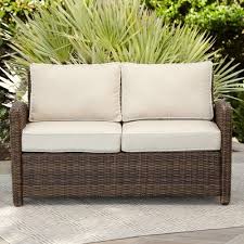 Lawson Wicker Loveseat With Cushions Cushion Color Sand Frame Color Brown In 2020 Wicker Loveseat Outdoor Sofa Love Seat