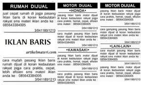 Tuliskan Contoh Iklan Baris Di Koran Atau Majalah Brainly Co Id