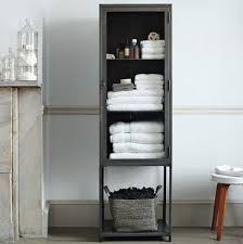 Metal kitchen shelves industrial looking bathrooms designs. Tall Industrial Metal Bath Cabinet Modern Bathroom Cabinets And Shelves By West Elm Modern Bathroom Cabinets Bathroom Storage Cabinet Bath Cabinets