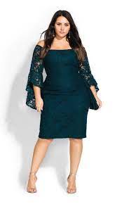 Shop Womens Plus Size Mystic Lace Dress - Emerald - Party Dresses - Dresses City Chic Au Plus Size Party Dresses Lace Dress Plus Size Fashion For Women