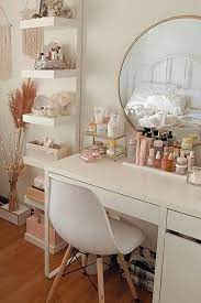 A mirror is a must, of course: 42 Makeup Vanity Table Designs To Decorate Your Home Bedroom Interior Small Room Bedroom Redecorate Bedroom