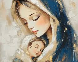 Virgin and Child Watercolor Print, Marian Art (digital Download)