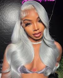 Amazon.com : hoshee Grey Lace Front Wig Human Hair 180% Density Body Wave  Silver Human Hair Wig Pre Plucked with Baby Hair 13x4 HD Transparent Lace  Front Human Hair Wigs For Women