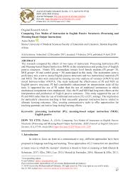 Chapter 1 special ties 2. Pdf Comparing Two Modes Of Instruction In English Passive Structures Processing And Meaning Based Output Instruction