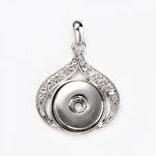 snap on heart oval charm pendant