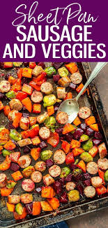 This Sheet Pan Sausage Root Vegetable Scramble Is A Delicious Quick And Easy Dinner Cooked All On On Sheet Pan Recipes Good Healthy Recipes Sheet Pan Dinners