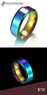 8mm Stainless Steel Rainbow Ring Wedding Fashion Steel Wedding Ring Stainless Steel Wedding Ring Wedding Rings