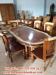 Meja makan super + 4 kursi sydney (warna natural). Meja Makan Kayu Jati Mewah