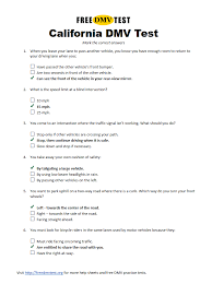 You are about to take the california dmv online practice test. California Dmv Permit Test Answers