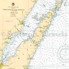 Wisconsin Sturgeon Bay Kewaunee Nautical Chart Decor