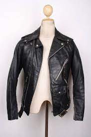 Vtg 1950s Horsehide Black Leather Jacket Motorcycle Biker Xs Xxs