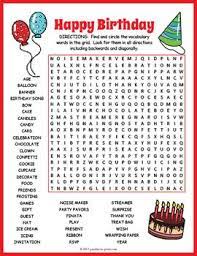 This birthday word search would make a fun game at a kids' birthday party. Happy Birthday Word Search Puzzle Worksheet Activity Happy Birthday Words Birthday Words Birthday Activities