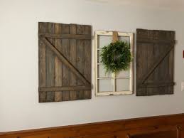 Rustic Farmhouse Shutters Reclaimed Wood Mini Barn Door Wall Etsy Farmhouse Shutters Wall Hanging Shelves Rustic Farmhouse