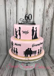 Birthday Cake For Grandma In Heaven Silouette Wife Mom And Grandma Cake For 60th Surprise Party Pink And Black Birthday Cake For Mom 60th Birthday Cake For Mom 80th Birthday Cake For Grandma