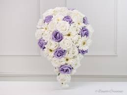 Lilac wedding bouquets are a delight to create. Rose Daisy Bridal Teardrop Bouquet In Ice Lilac Ivory Millie Collection Dandie Creations