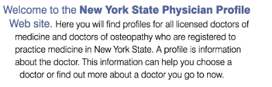 A married name) or spelling (e.g. New York State Physician Profile