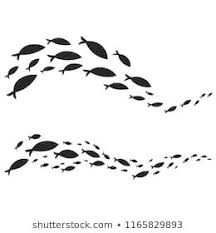 Background Ocean Floor Clipart Black And White Vector Element Of Black Silhouette Of Fish In Shoals Swimming In Wave Line Isolated On White Background Fish Silhouette Fish Drawings Fish Illustration