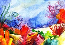 Coral reef painting by ana bikic #coralreef. Underwater Landscape With Coral Reef Hand Painted Watercolor Illustration Stock Photo Picture And Royalty Free Image Image 71658326