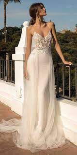 Unique Tulle Four Way Spandex Spaghetti Straps Neckline Sheath Column Wedding Dresses With Lace Appl Berta Wedding Dress Wedding Dresses Column Wedding Dress