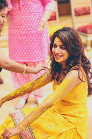 A Courtyard Haldi Ceremony Bride Photoshoot Haldi Ceremony Unique Wedding Ceremony Ideas