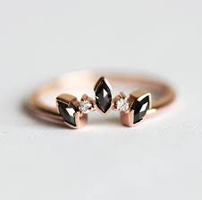 Black And Rose Gold Engagement Rings Black And White Diamond Ring Rose Gold Unique Diamond Band Etsy Black Wedding Rings Gold Bar Earrings Diamond Wedding Bands