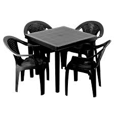 Check out our black table chairs selection for the very best in unique or custom, handmade pieces from our shops. Plastic Garden Table Chairs Set 4 Seat Black Table 80cm W X 80cm L X Cm H 4 Chairs Quick Simple Assembly Buy Online In Bahamas