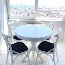 beyaz yuvarlak masa sandalye takimi 46075 siteler ankara