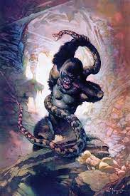 #godzilla vs kong #gvk #godzilla #king kong #monsterverse #this really caught my eye when i watched the movie and i had to go back and #art #digital art #illustration #painting #king kong. King Kong Vs Snake I Canvas Artwork By Frank Frazetta Icanvas