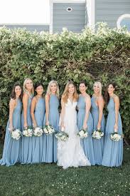 Beautiful Blues Stunning Watercolors Makes This Summer Wedding Shine Light Blue Bridesmaid Dresses Dusty Blue Bridesmaid Dresses Blue Themed Wedding