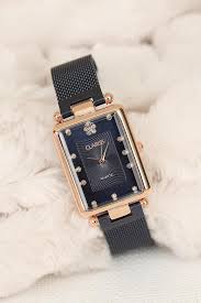 Rhea Navy Blue Straw Metal Corded Rectangular Vintage Case Watch Womens Watches Luxury Womens Watches Luxury Watches