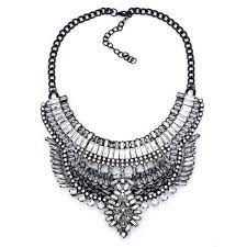 Silver And Black Rhinestone Statement Necklace Cynthia Clear Crystal Necklace Statement Necklace Black Rhinestone