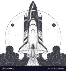 Black And White Rocket Drawing Space Shuttle With Carrier Rockets Launch Vector Image On Vectorstock Space Drawings Rocket Drawing Spaceship Drawing