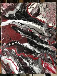 Acrylic Black White And Red Paintings 11x14 Red Black White Silver Painting Acrylic Pour Acrylic Pouring Red Portrait Red Painting