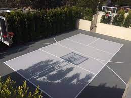 Basketball Court Construction For Tight Spaces Basketball Court Backyard Backyard Basketball Basketball Court Size
