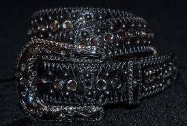 Bb Simon Swarovski Crystal Leather Belt In Black In 2019